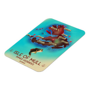 Magnet Flexible Carte Vintage de l'île Mull Inner Hébrides Écosse.