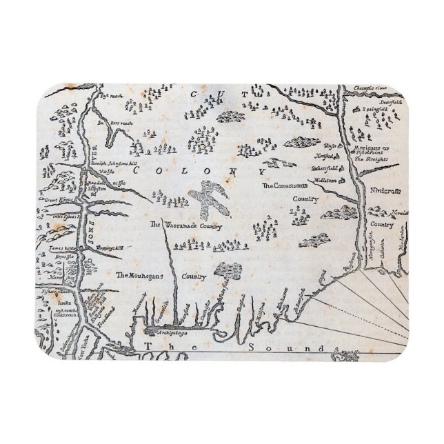 Magnet Flexible Carte vintage du Connecticut (Horizontal)