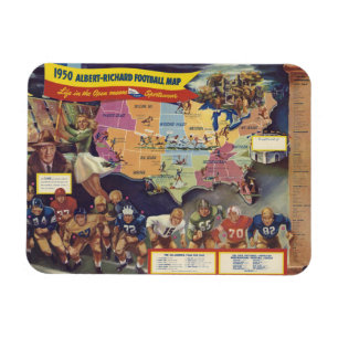 Magnet Flexible Carte Vintage du football américain des années 1