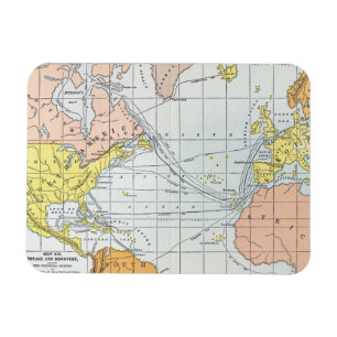 MAGNET FLEXIBLE CARTE : VOYAGES ATLANTIQUES