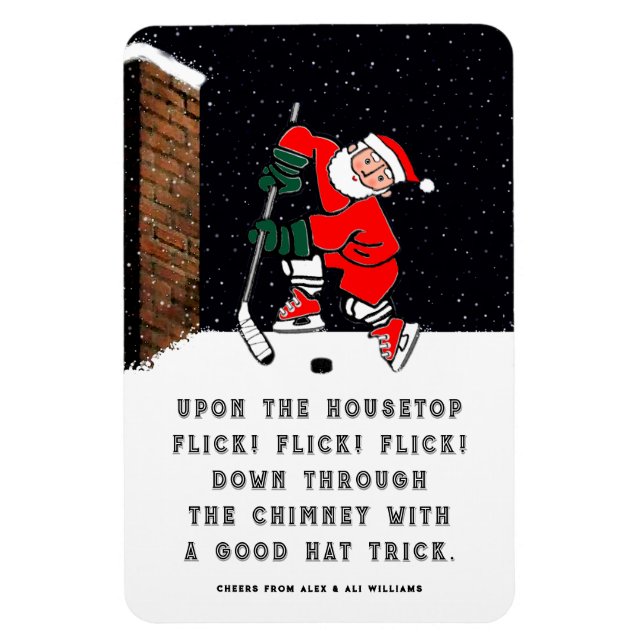 Magnet Flexible Cartes cadeaux de Noël de hockey amusant (Vertical)