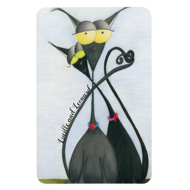 Magnet Flexible Cartoon de chats gris et noir (Vertical)