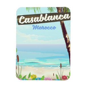 Magnet Flexible Casablanca Maroc, affiche vintage romantique