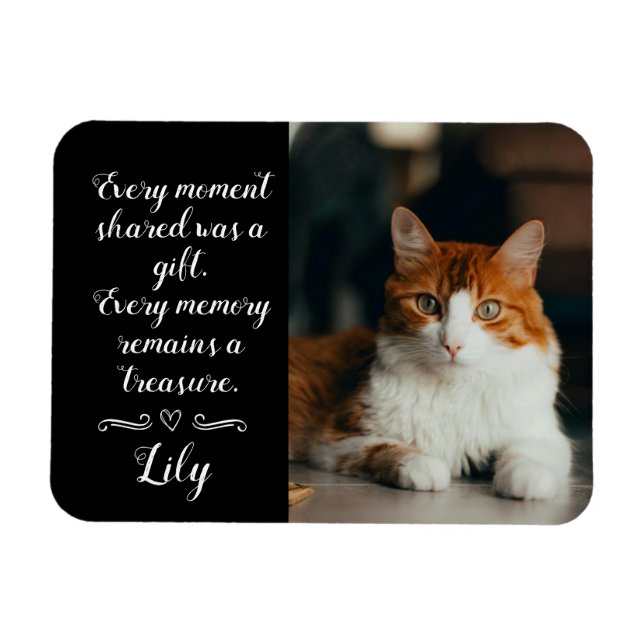 Magnet Flexible Cat Loss Memorial Personalized Photo Pet Name (Horizontal)