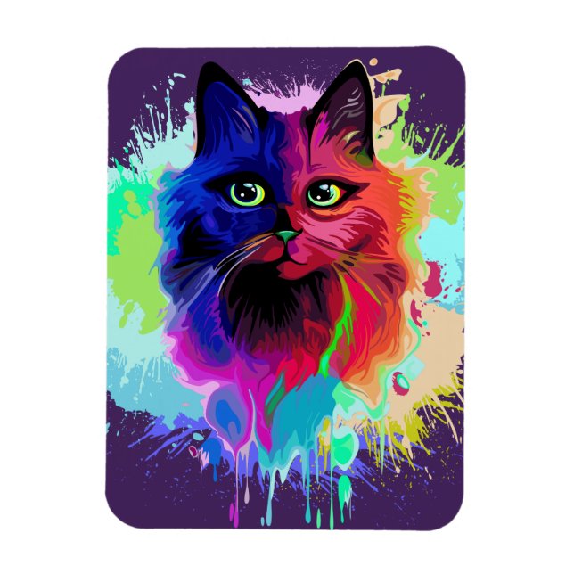 Magnet Flexible Cat Trippy Psychedelic Pop Art (Vertical)