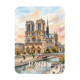 Magnet Flexible Cathédrale Notre-Dame de Paris Aquarelle Voyage