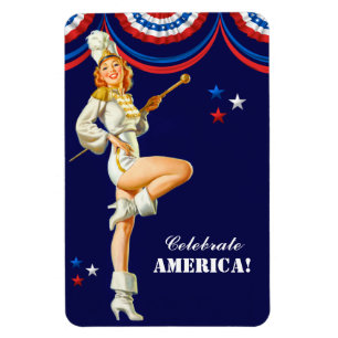 Magnet Flexible Celebrate America. Retro Pin-Up