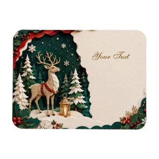 Magnet Flexible Cerf de Noël cadre forestier