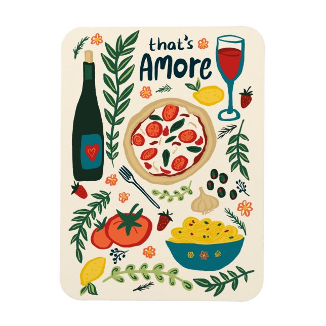 Magnet Flexible C'est Amore Italien Food Love Whimsical Pizza (Vertical)