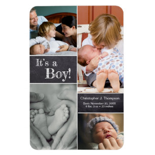 Magnet Flexible C'est un garçon ! Multiphoto Collage Second Baby
