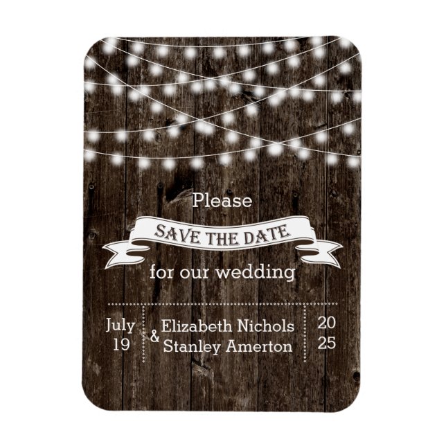 Magnet Flexible Chaîne de lumières bois mariage d'été Enregistrez  (Vertical)