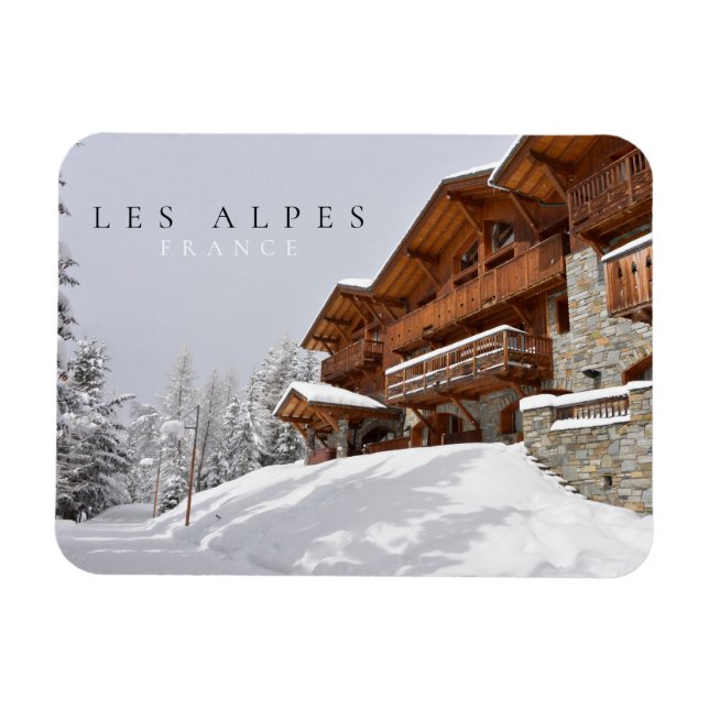 Magnet Flexible Chalet de station de ski en Alpes, France (Horizontal)