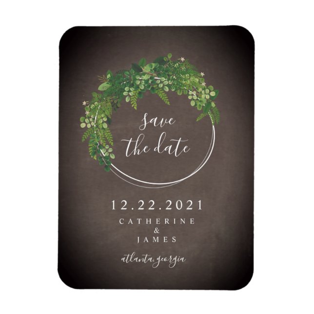 Magnet Flexible Chalkboard Inspiré Botanique Enregistrer La Date (Vertical)