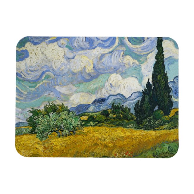 Magnet Flexible Champ de blé avec Cyprès, Vincent van Gogh (Horizontal)