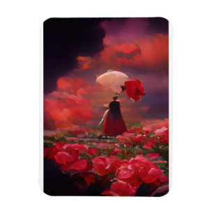 Magnet Flexible Champ Rose Imaginaire sous le ciel