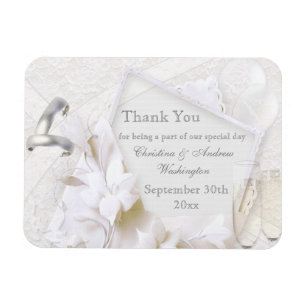 Magnet Flexible Champagne Lunettes & Anneaux Merci Mariage Faveur