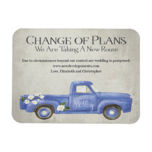 Magnet Flexible Changement mariage De Plans Camion Vintage Bleu