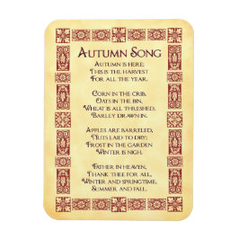 Magnet Flexible Chanson d'automne Art rouge Thanksgiving Poem Magn