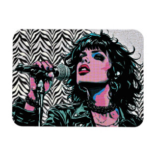 Magnet Flexible Chanteur Pop Art Rose Clair Rockeuse Punk Amateurs