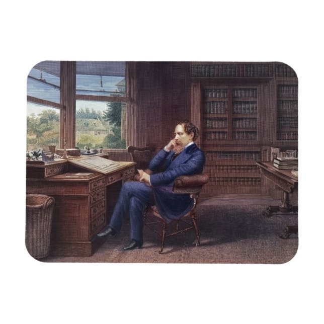 Magnet Flexible Charles Dickens dans son étude (Horizontal)