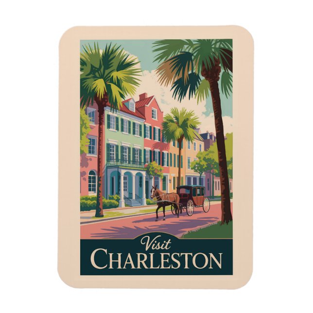 Magnet Flexible Charleston Caroline du Sud Illustration Art de Voy (Vertical)