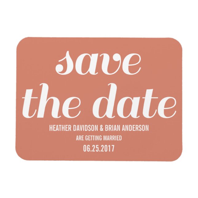 Magnet Flexible Charme Enregistrer la date Magnet, Orange (Horizontal)