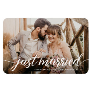 Magnet Flexible Charming Just Married Script Superposition photo
