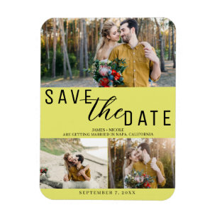 Magnet Flexible Chartreuse Enregistrer la date Mariage 3 photos