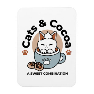 Magnet Flexible Chat adorable en Mug Conception de vacances - Chat