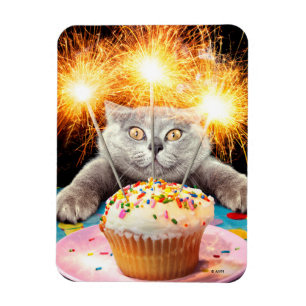 Magnet Flexible Chat Avec Cupcake Sparkler
