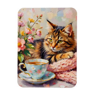 Magnet Flexible Chat avec Tea Cup
