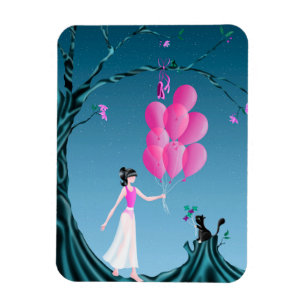 Magnet Flexible Chat & Ballerina à l'arbre de minuit