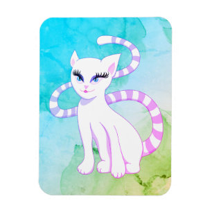 Magnet Flexible Chat blanc coloré - jolie fille Feline