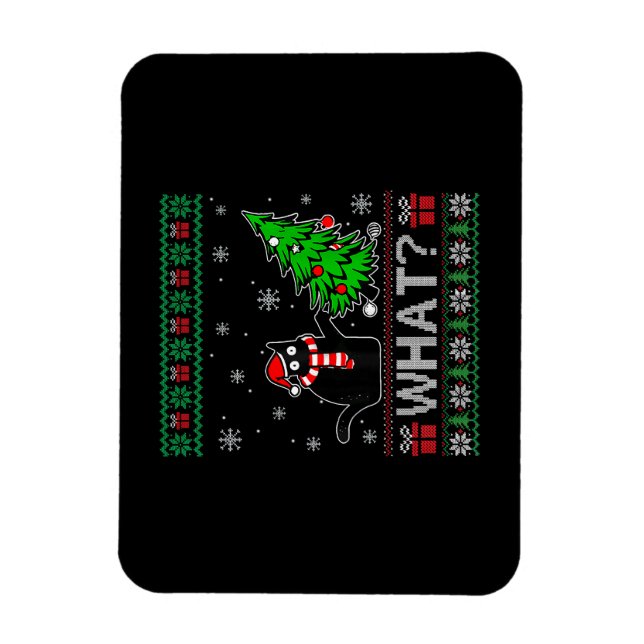 Magnet Flexible Chat Ce Chat Noir Drôle Poussant Arbre De Noël (Vertical)