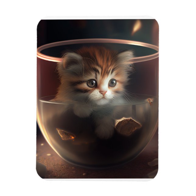 Magnet Flexible chat dans une teacup transparente photo flexible (Vertical)