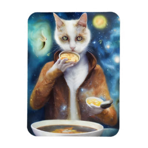 Magnet Flexible Chat en combinaison de jumelage manger soupe IA pr