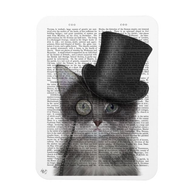 Magnet Flexible Chat gris avec chapeau supérieur (Vertical)