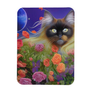 Magnet Flexible Chat himalayen en fleurs