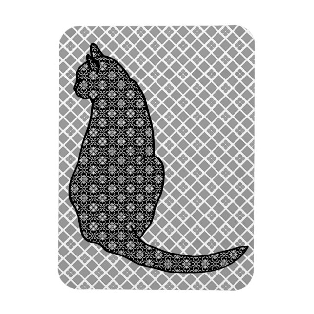 Magnet Flexible Chat japonais - Kimono noir et blanc (Vertical)