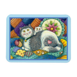 MAGNET FLEXIBLE CHAT MÈRE & CUISINE, QUILTS EN PATCHWORK, PINCUSHI