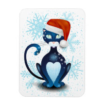 Chat noir avec Casquette Père Noël