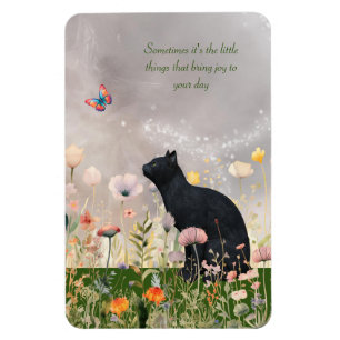 Magnet Flexible Chat noir en fleurs