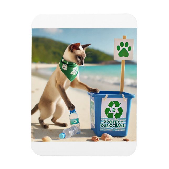 Magnet Flexible Chat ramasser les ordures nettoyer la plage (Vertical)