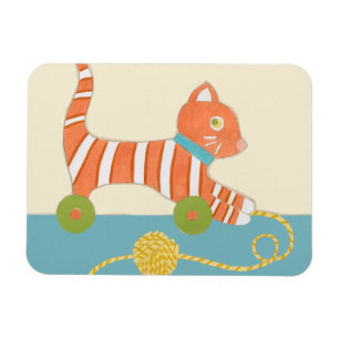 Magnet Flexible Chat rayé de jouet avec la boule de la ficelle