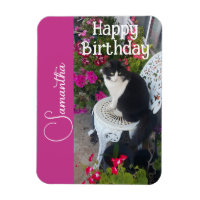 Chat Smoking Filles Fleurs Nom Anniversaire