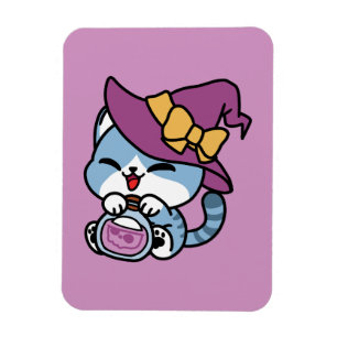Magnet Flexible Chat Tabby Halloween – Chapeau de Sorcière & Art d