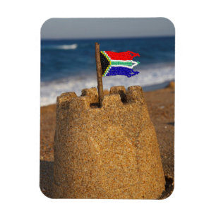 Magnet Flexible Château de Sable Avec Drapeau Sud-Africain, Umhlan
