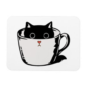 Magnet Flexible Chaton noir avec nez rouge caché dans une tasse