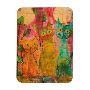 Magnet Flexible Chats d'aquarelle de Boho - Art de la féline terre