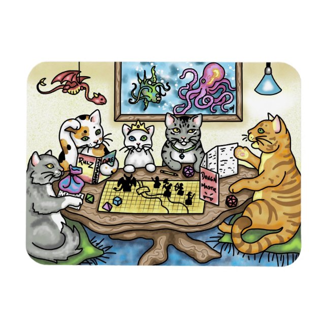 Magnet Flexible Chats jouant à Pathfinder par Carrie Michael (Horizontal)